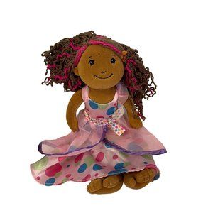 Kassi Girl Wearing Pink Polka Dots Dress Plush Stuffed Doll Toy Ring On Foot 12i